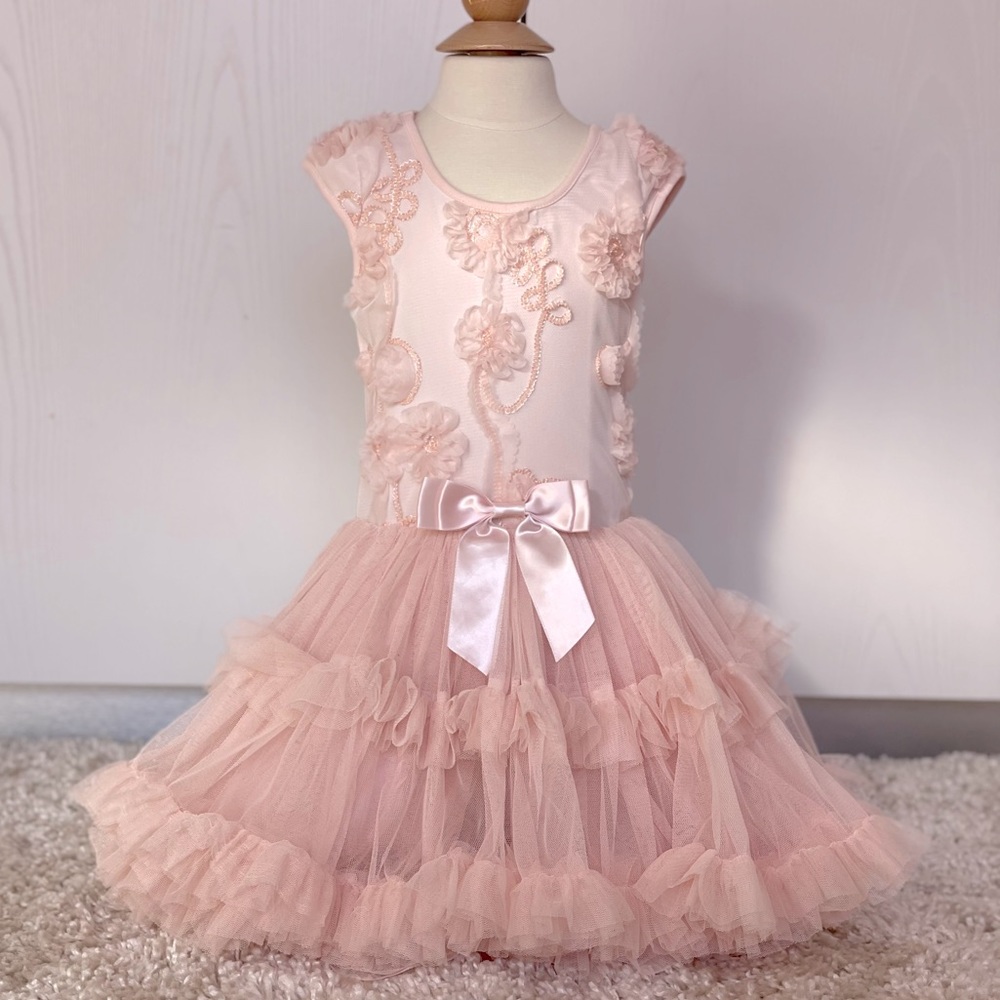 Popatu Dusty Pink Toddler Girl Puffy Dress
